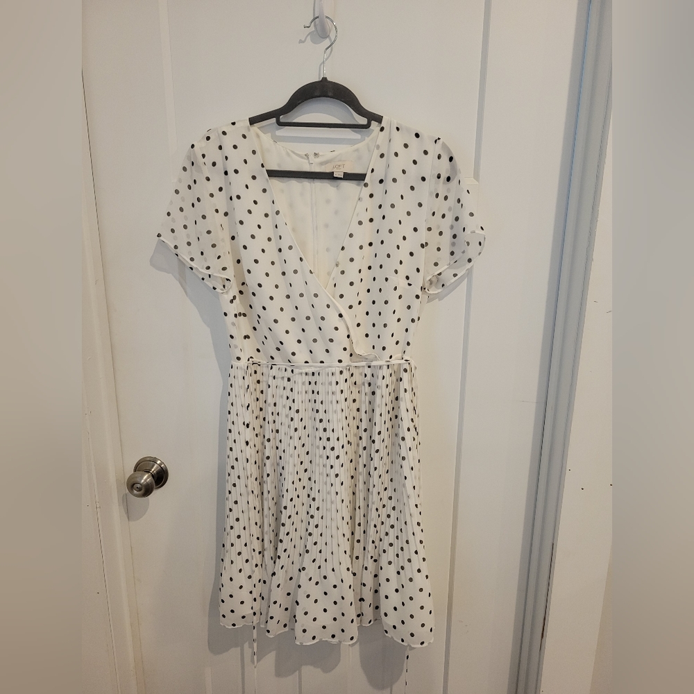 Loft Outlet white & black dot dress